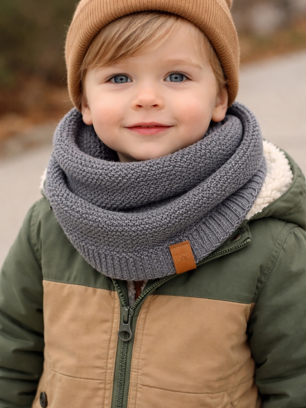 H&M Kids Gray Knit Infinity Scarf - Cozy Winter Neck Warmer